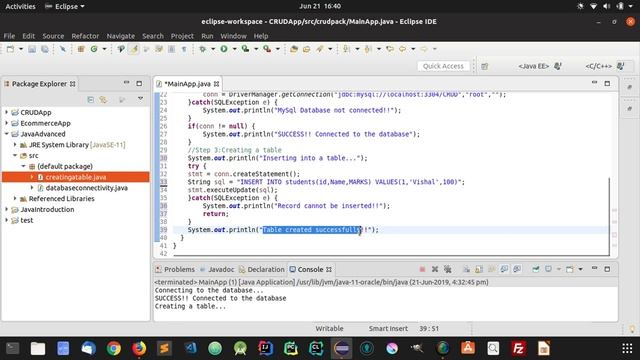 INSERT in SQL table using Java JDBC смотреть онлайн