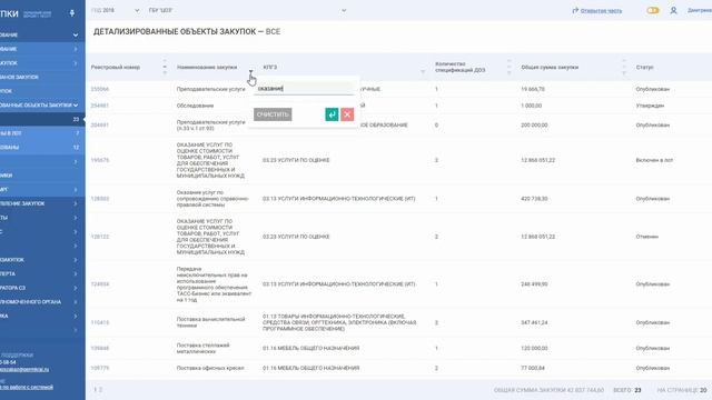 РИС Закупки ПК - Работа со списком ДОЗ смотреть онлайн