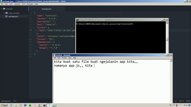 Tutorial Node JS Bahasa Indonesia - 9 (Setup projek di Node JS dengan CMD) смотреть онлайн