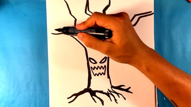 How to Draw a Scary Tree - Halloween Drawings смотреть онлайн