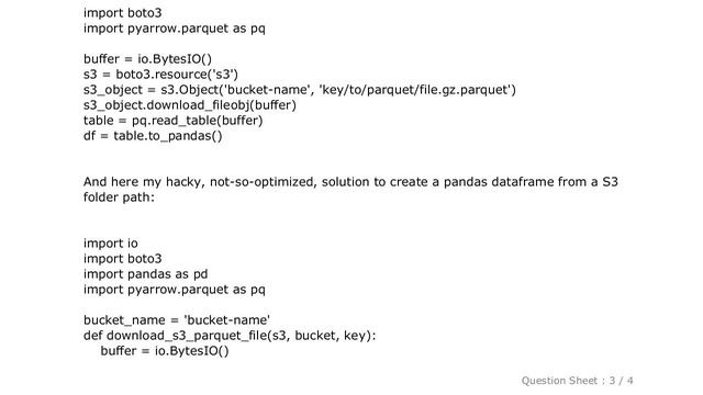 Pandas : How to read a list of parquet files from S3 as a pandas dataframe using pyarrow? смотреть онлайн