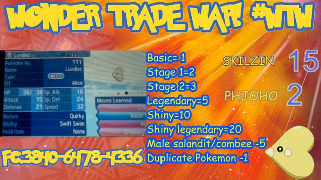 POKEMON WONDER TRADE WAR WEEK #19 VALENTINES LUVDISC V.S LUVDISC смотреть онлайн