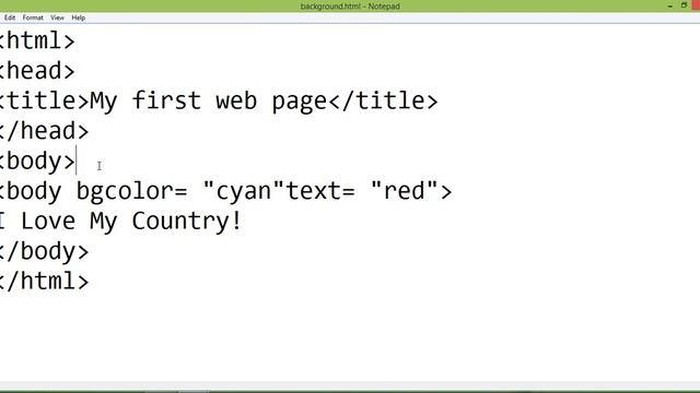 To set background colour using HTML. смотреть онлайн