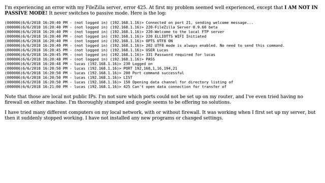 FileZilla FTP server fails with error 425 (not in passive mode) смотреть онлайн