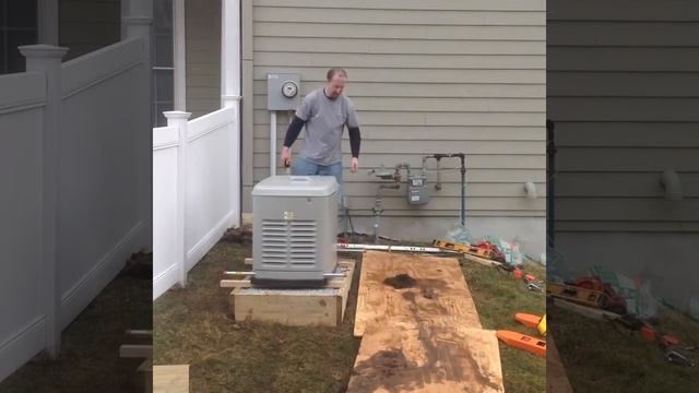 Установка газового генератора GENERAC 13 кВт на монтажную площадку одним человеком