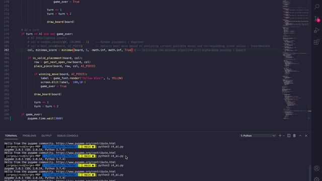 Demonstration of a Connect 4 AI using the Minimax Algorithm with Alpha-Beta Pruning смотреть онлайн