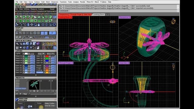 dragonfly rings with Gemvision Matrix tutorial rhino cad cam смотреть онлайн