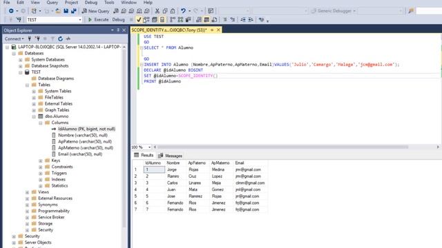 SCOPE IDENTITY SQL SERVER смотреть онлайн