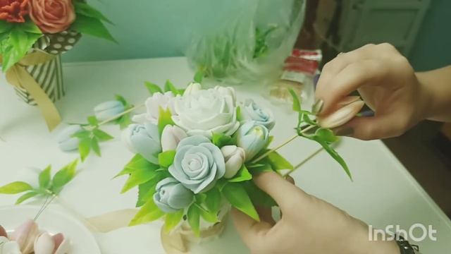 Собираю объемный нежный букет из мыла в маленьком стаканчике смотреть онлайн