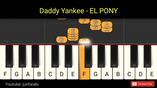 Daddy Yankee - EL PONY - easy piano tutorial right hand смотреть онлайн