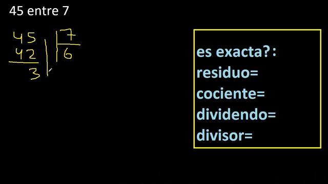 Dividir 45 entre 7 , residuo , es exacta o inexacta la division , cociente dividendo divisor ? смотреть онлайн