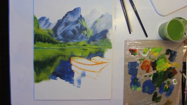 Acrylic painting. Landscape - Lesson 1 | Рисуем пейзаж акрилом - урок 1 смотреть онлайн