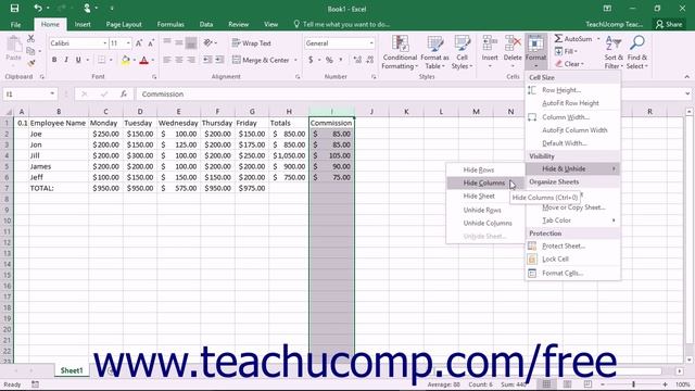 Excel 2016 Tutorial Hiding and Unhiding Columns and Rows Microsoft Training Lesson смотреть онлайн
