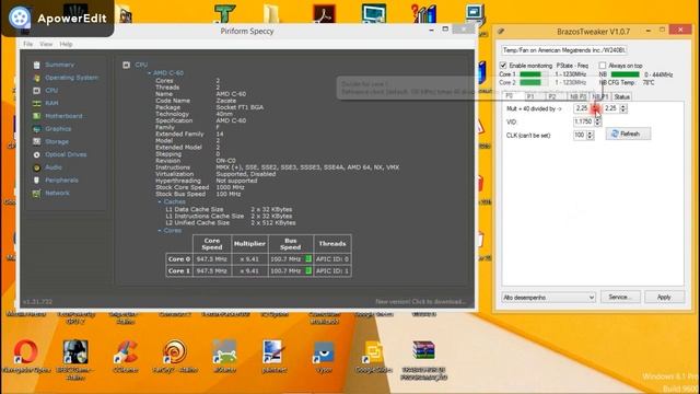 Overclock Processador AMD C-60/AMD C-60 overclocking processor смотреть онлайн