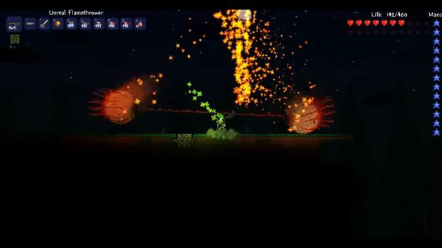 Terraria: The Twins (Eye of Cthulu Upgraded) Vs. A flamethrower смотреть онлайн