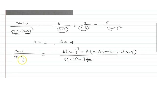 `int(x-1)/((x-3)(x-2)^2)dx` смотреть онлайн