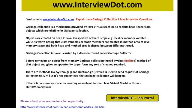 what is garbage collection in java interview question and answer смотреть онлайн