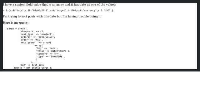 Wordpress: Sorting posts by custom field value in array смотреть онлайн