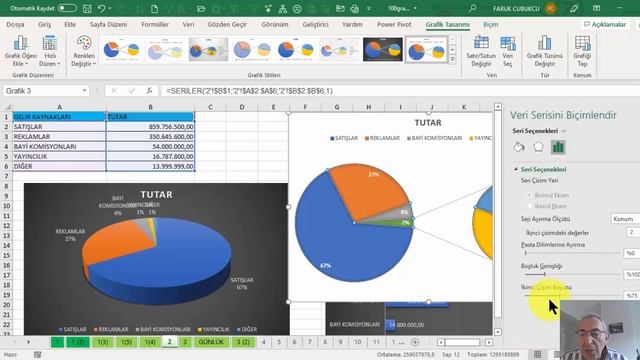 Excel Grafik - 8 of 100 - PASTA (PIE) GRAFİK смотреть онлайн
