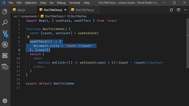 React Hooks Tutorial - 31 - useDocumentTitle Custom Hook смотреть онлайн