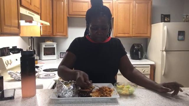 Back RIBS, Baked Potato, spaghetti and Salad Mukbang after midnight смотреть онлайн