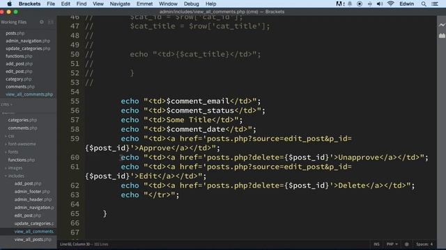 124 Creating the Query for displaying comments in admin part 2 PHP Full Course 2021 смотреть онлайн