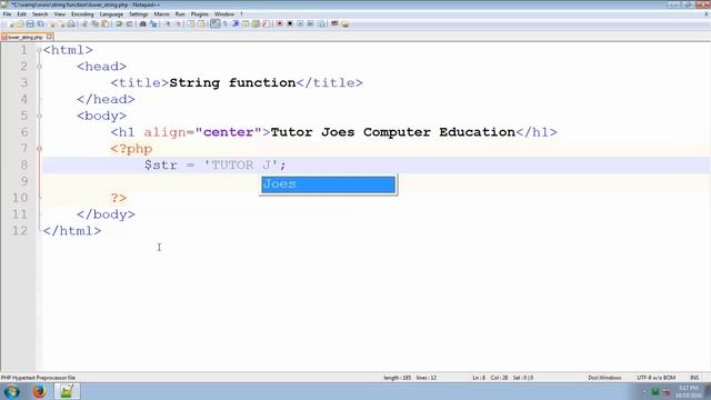 String Function In PHP String Lower (strlwr) in Tamil смотреть онлайн