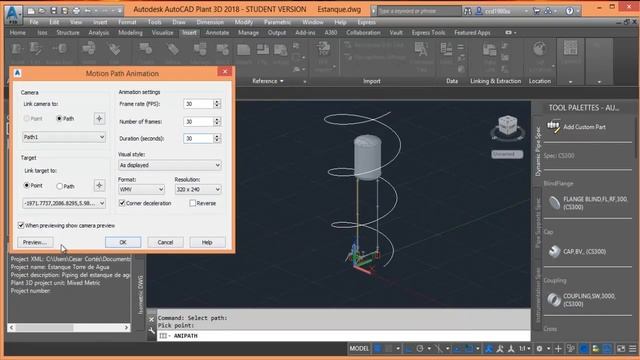 Motion Path Animation en AutoCAD Plant 3D, crear un rápido video. смотреть онлайн