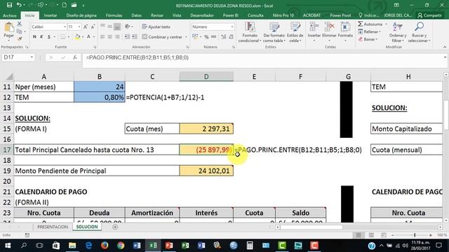 CALENDARIO DE DEUDA CON EXCEL 2016
