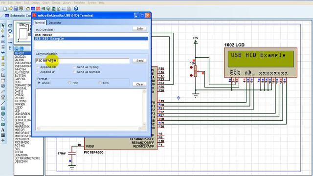 PIC18F4550 USB HID Example Proteus Simulation смотреть онлайн