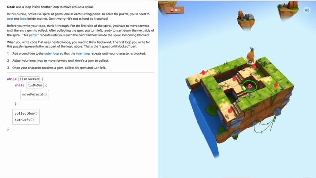 Swift Playgrounds на русском, While Loops 7 урок | Nesting Loops смотреть онлайн