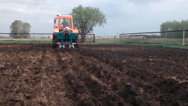 посадка кортошки самодельной кортофелесажалкой на т25 ( перезаливка) смотреть онлайн