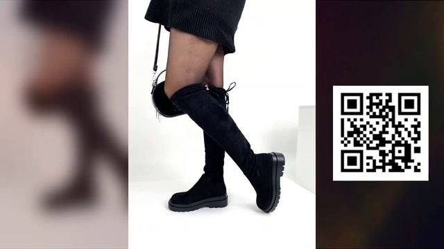 Черные Женские Высокие Сапоги-Чулки Ботфорты смотреть онлайн