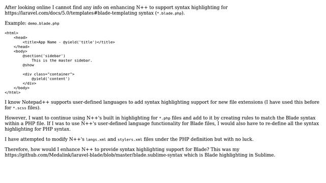 How to enhance Notepad++ to support Laravel blade syntax highlighting in a PHP file? смотреть онлайн