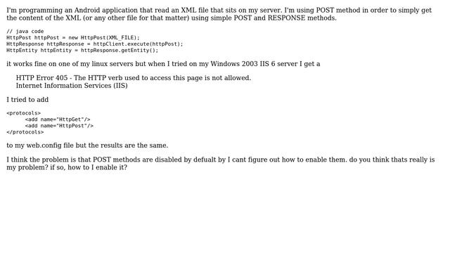 How to enable post method on Server 2003 IIS 6? HTTP Error 405? смотреть онлайн