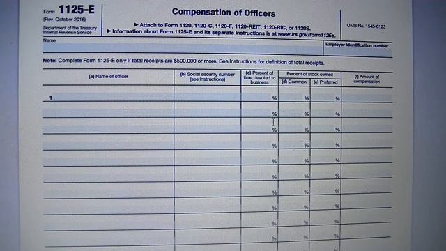 Form 1125-E-2020 Compensation of Officers смотреть онлайн