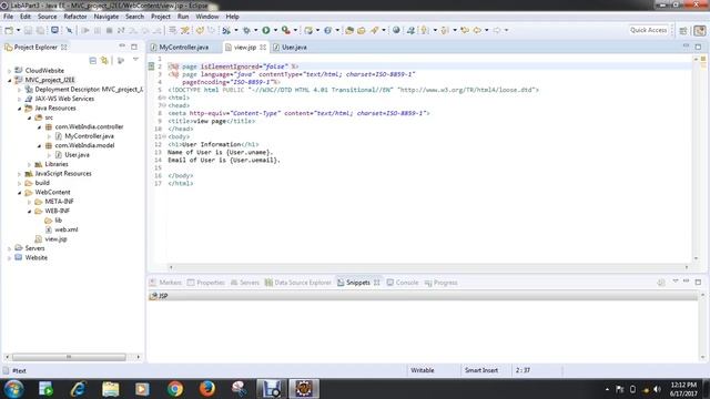 First MVC program in servlet and jsp смотреть онлайн