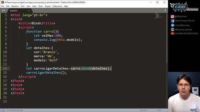 BIND Como usar o método BIND em React #P2 - Curso de React - Aula 24 смотреть онлайн