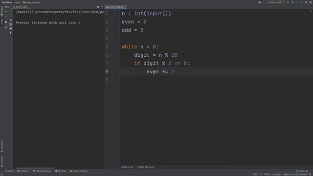 Посчитать четные и нечетные цифры числа. Решение задачи на Python