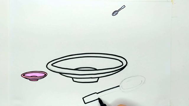 Как нарисовать ложку и тарелку / Рисунки и раскраски малышам / Мультик раскраска для детей смотреть онлайн
