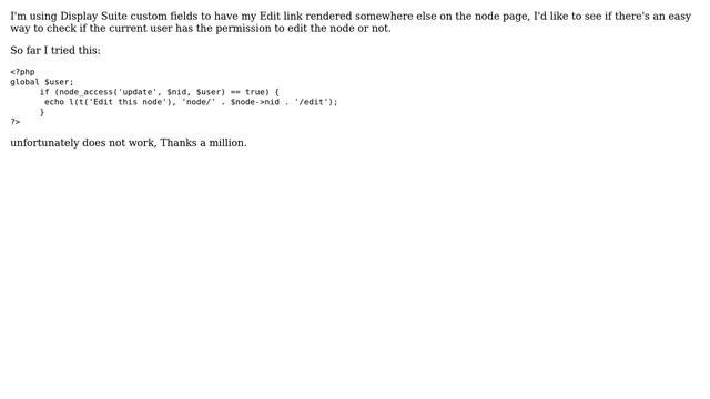 How to print edit link on a node page if the current logged-in user has access to node edit? смотреть онлайн