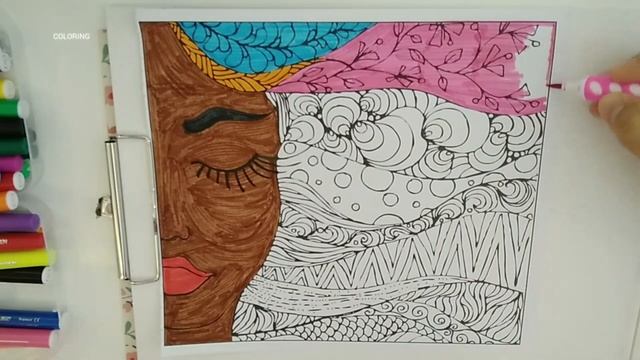 Девушка с разноцветными волосами/ Раскраска антистресс #drawing #painting #рисунок #coloring смотреть онлайн