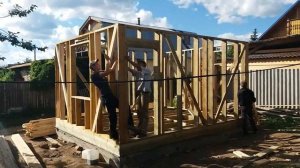 Строительство каркасной бани 4х5 м.