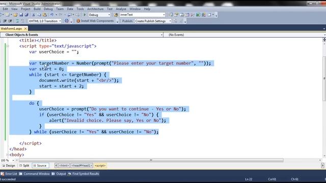 do while loop in JavaScript смотреть онлайн