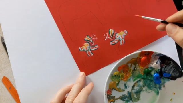 Шведские лошадки из Далы. Рисуем открытки! смотреть онлайн