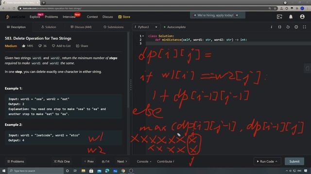 LeetCode 583. Delete Operation for Two Strings смотреть онлайн