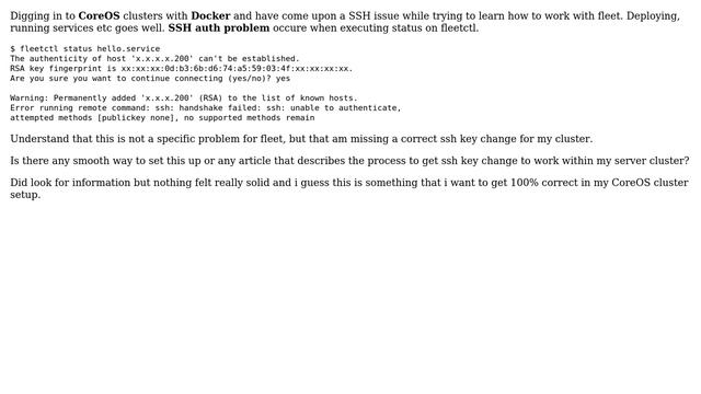 DevOps & SysAdmins: CoreOS / Docker "$ fleetctl satus my.service" - ssh: handshake failed смотреть онлайн