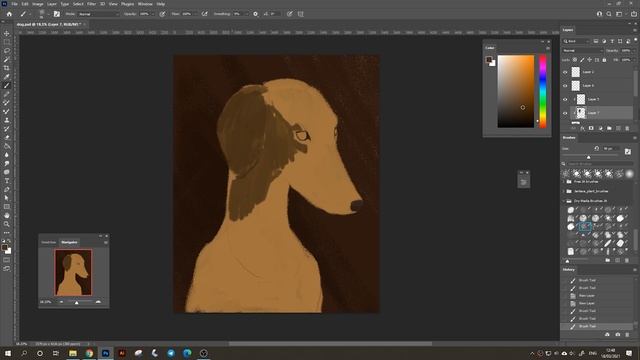 Portrait of a dog in Photoshop. Dry Media Brushes Demonstration. смотреть онлайн