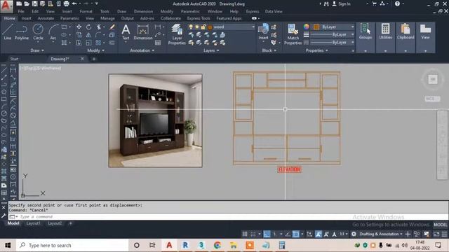 AUTOCAD 2D TV.UNIT DESIGN WITH SECTION AND ELEVATION смотреть онлайн