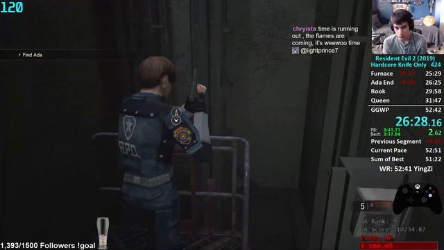 Resident Evil 2 Hardcore Knife Only Leon B 52'25" смотреть онлайн